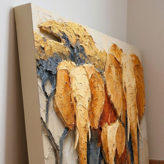 Golden Elephants Herd Abstract Canvas Wall Art - DS121