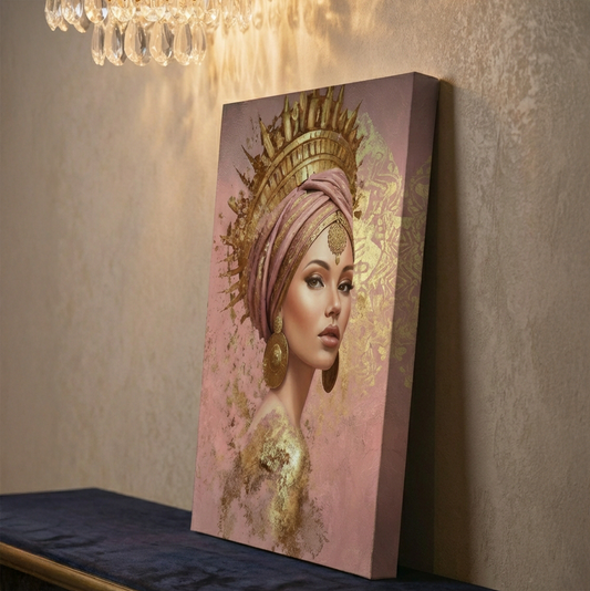 Golden Regal Woman Portrait Canvas Wall Art - DS110