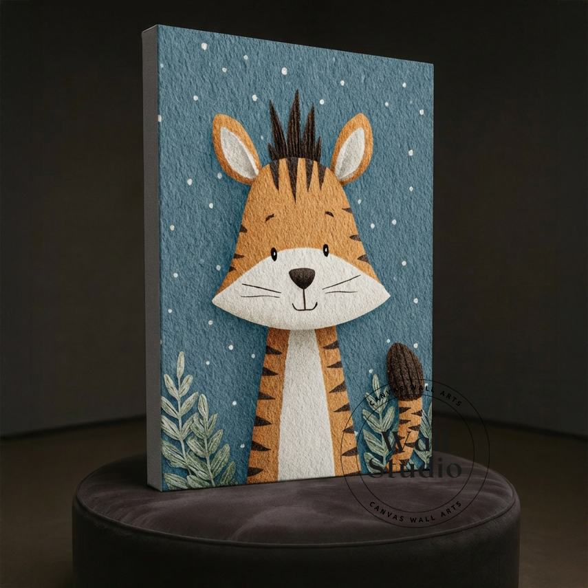 Adorable Cartoon Tiger Nursery Wall Art - Playroom Canvas Print - DS112