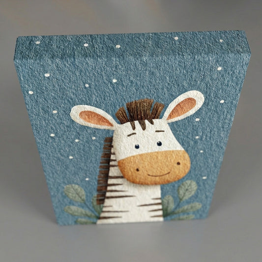 Cute Cartoon Zebra Nursery Canvas Print - Kids Room Decor - DS111