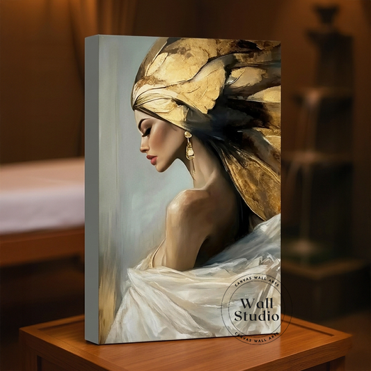 Abstract Golden Face Portrait Canvas Print - Contemporary Art - DS127