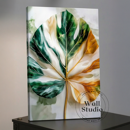 Tropical Green Botanical Leaves Canvas Wall Art - DS126