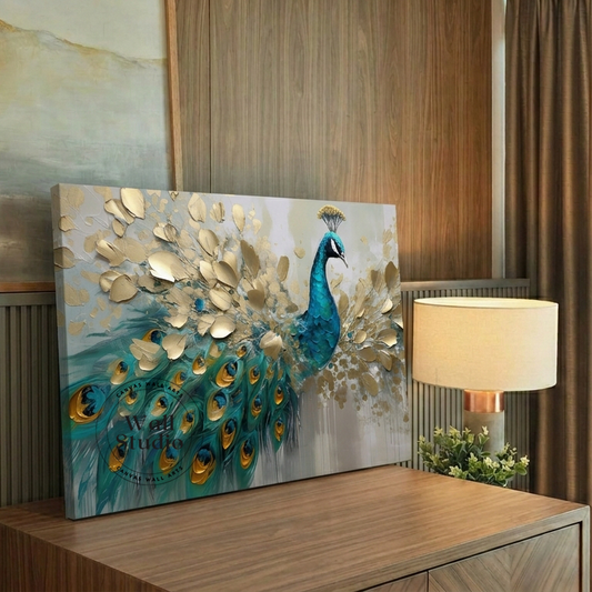 Elegant Emerald Green Peacocks Canvas Wall Art - DS133