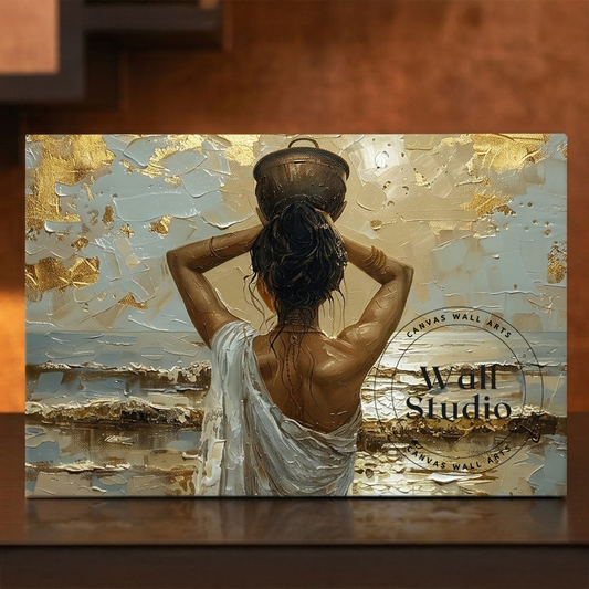 Relaxing Woman Looking at Ocean View Canvas Print - DS134