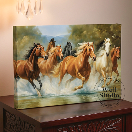 Galloping Wild Horses Majestic Canvas Print - Rustic Decor - DS125