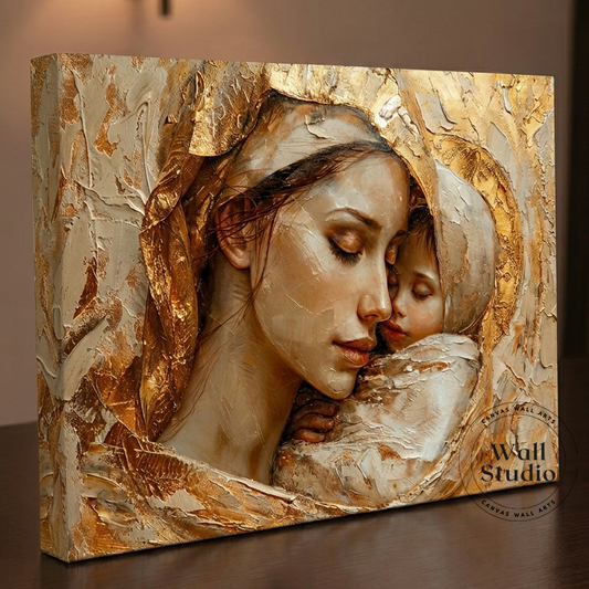 Modern Abstract Golden Woman Profile Canvas Wall Art - DS123