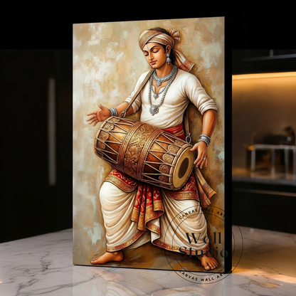 Traditional Sri Lankan Drummer Canvas Wall Art - Cultural Rhythm Decor - DS103