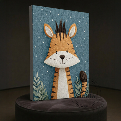 Adorable Cartoon Tiger Nursery Wall Art - Playroom Canvas Print - DS112