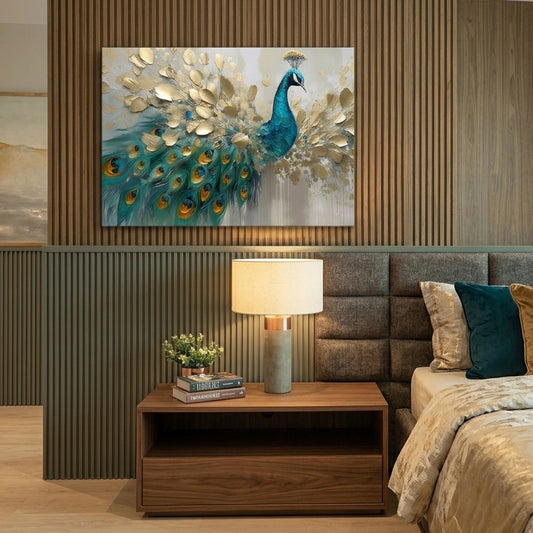 Elegant Emerald Green Peacocks Canvas Wall Art - DS133