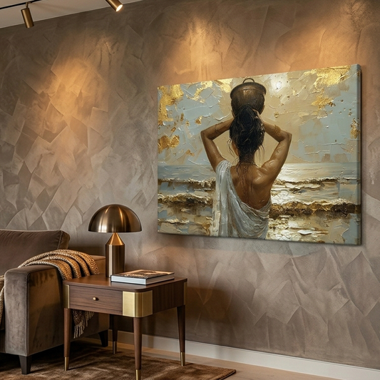 Relaxing Woman Looking at Ocean View Canvas Print - DS134
